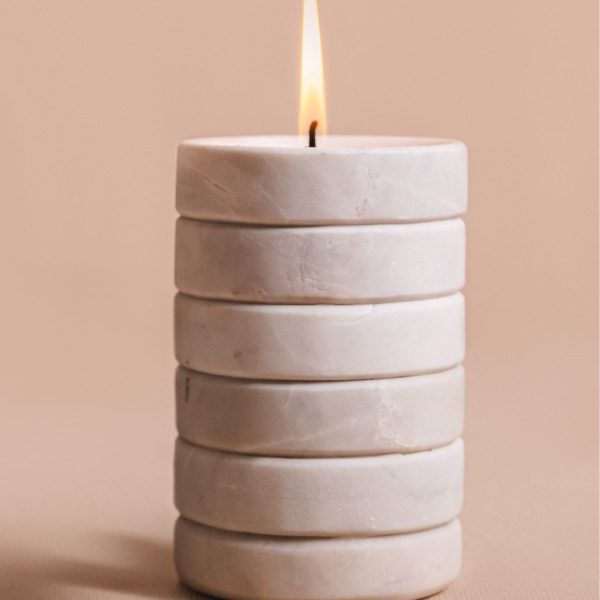 Porta-velas Lumen Grande - Mármore Calacata