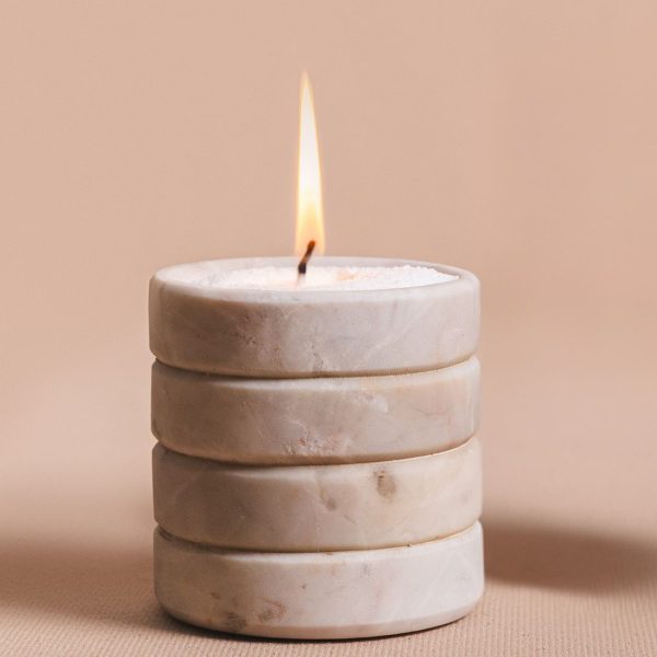 Porta-velas Lumen Médio - Mármore Calacata