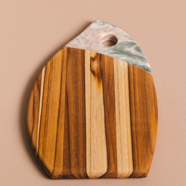 Bandeja Encanto - Mármore Calacata e Madeira Teca