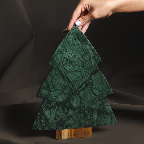 Bandeja Lùmina - Mármore Verde Guatemala e madeira Teca