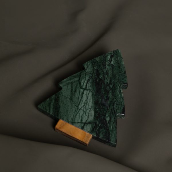 Porta-talheres Albero - Mármore Verde Guatemala e Madeira Teca